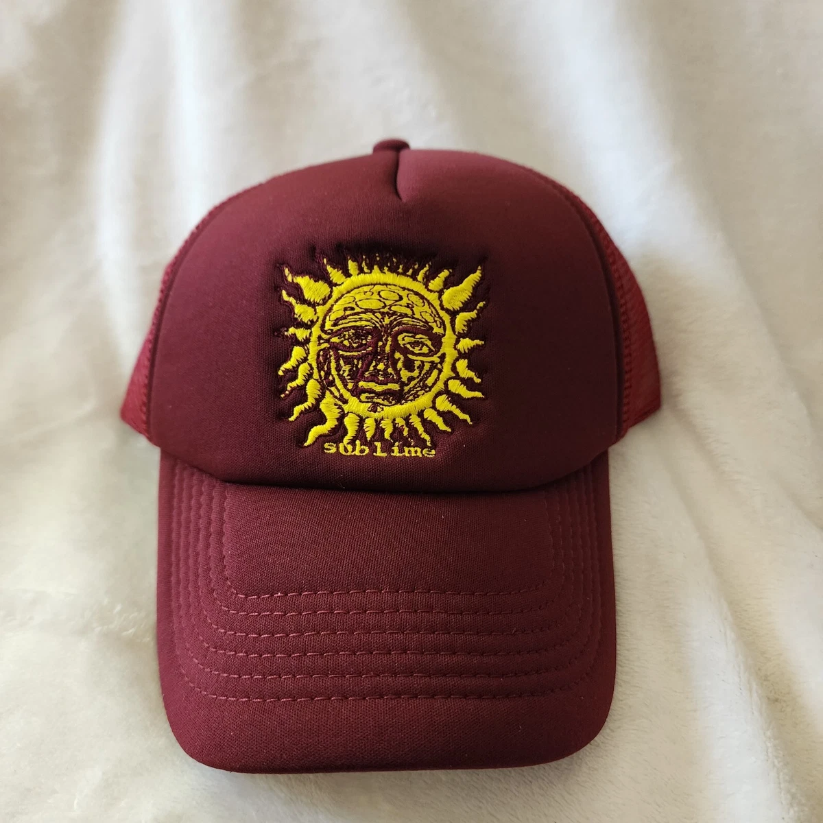 NEW Sublime Hat Cap Red Snapback Band Trucker Mens Maroon