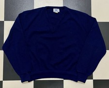 Vintage IZOD Lacoste Navy V-Neck Sweater USA Made Acrylic Size L
