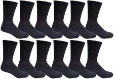 12 Pair of Yacht  Smith Kids Premium Cotton Crew Socks Black 6-8 - Boys