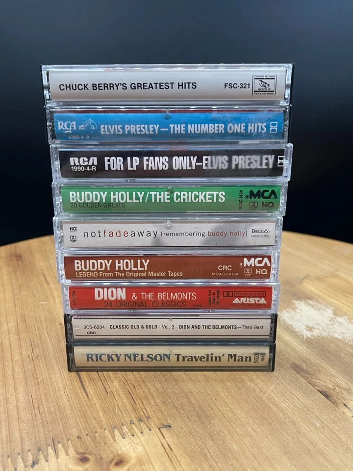Lot of 9 Oldies Rock n Roll Cassette Tapes Elvis Dion Buddy Holly Chuck Berry - Image 2 of 4