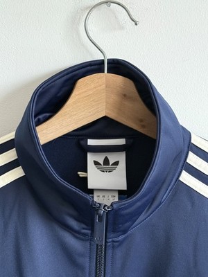 Adidas Navy Blue with Cream Stripes Oasis Tour Firebird Track Top