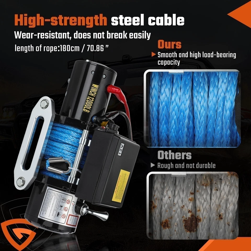 12V 12000LB Electric Winch Towing Trailer Steel Cable Off Road for JEEP Wrangler Foto 2 de 4