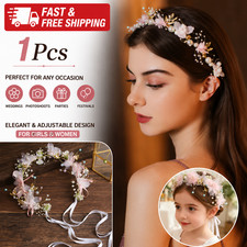 Floral Ribbon Headband for Girls Flower Wedding Birthday Party Hair Band