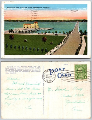 #ad #ad Municipal Pier Manatee River Bradenton FL Postcard $1.99