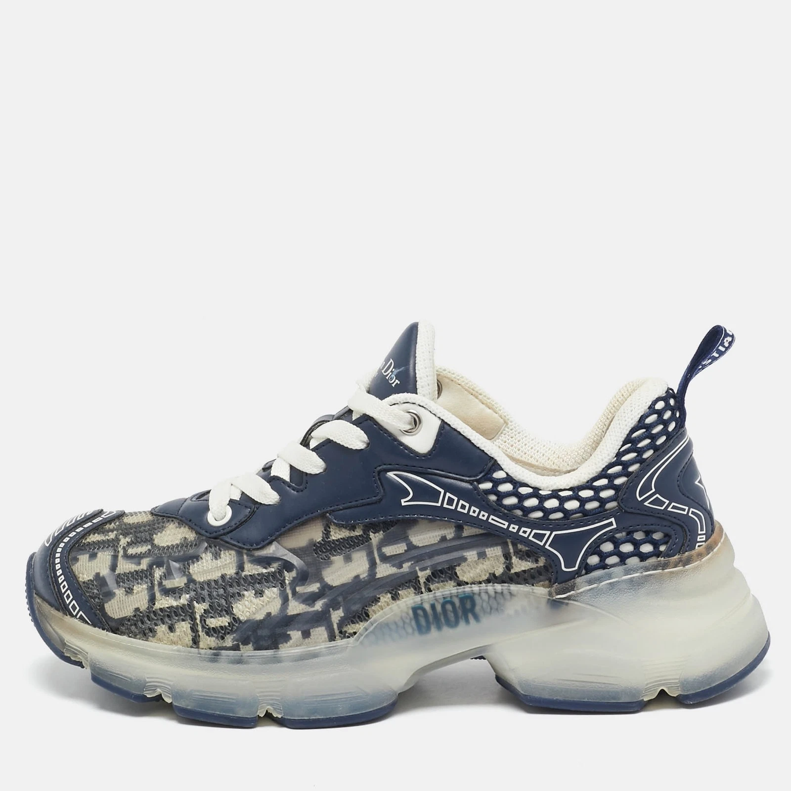 Baskets Dior bleu oblique toile et caoutchouc Dior Vibe pointure 35,5