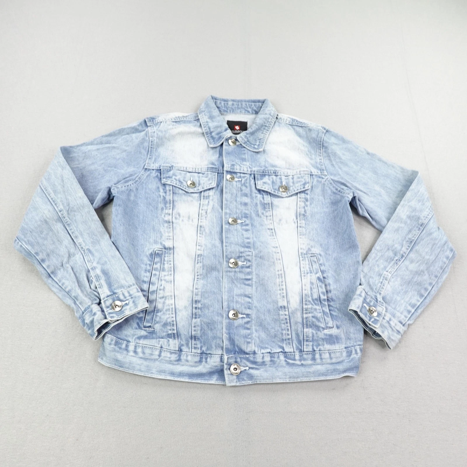 Southpole Denim Jacket Mens Small Blue Acid Wash Jean Trucker Button Up Coat