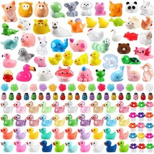 150Pcs Mini Resin Animals Colorful Tiny Small Little Glitter Ducks Mushroom