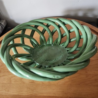 Avocado Oval Woven Ceramic Fruit/Bread Basket EUC Live-Love-Laugh