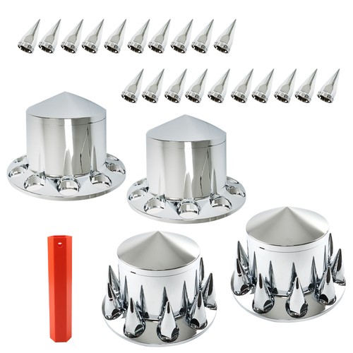 NEW 33 mm Spiked Axle Cover Set Rear Axle Complete Wheel Fit For Semi Truck - Picture 3 of 11