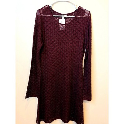 H&M Shimmer Net Crochet Look Sheer Long Sleeve Tunic Top Size XXL New