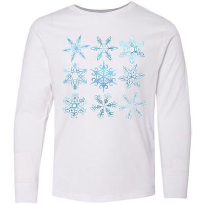 Inktastic Winter Snowflakes Youth Long Sleeve T-Shirt Snow Different Snowing Tee
