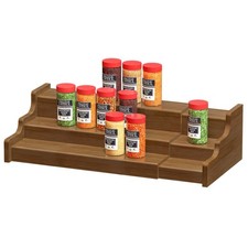 Bamboo Spice Rack Cabinet Organizer - 3 Tier Wooden Expandable Walnut Display...