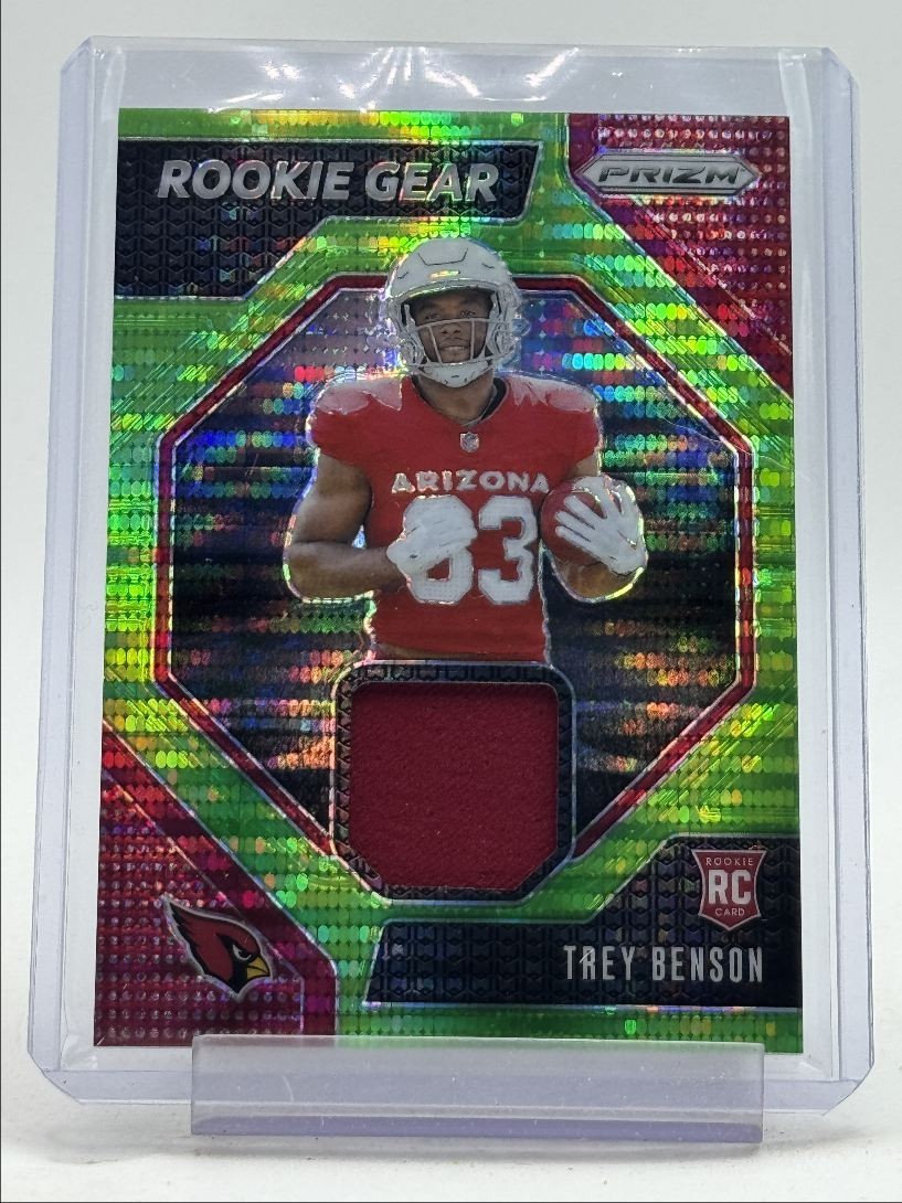 TREY BENSON 2024 PRIZM ROOKIE GEAR PATCH NEON GREEN PULSAR RC Q5384
