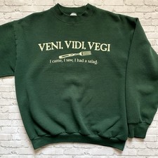 Vintage 90s Vegi Humor Green Crewneck Sweatshirt Size L