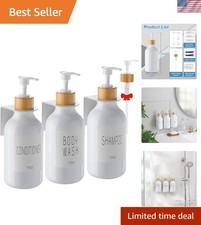 Shampoo and Conditioner Dispenser 3 Chamber for Shower Wall, White Refillab...