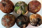 Decorative Feather Balls ORBS. Set of 6 Muted Multi Colors 4”