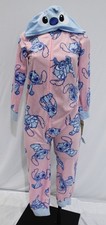 Disney Girl's Lilo  Stitch Hooded One Piece Pajama AP2 Multicolor Large 10/12 
