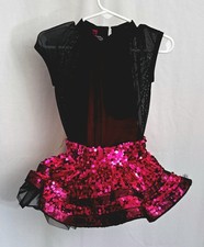 Weissman dance costume - Black and Hot Pink Sequins - Size Child Small