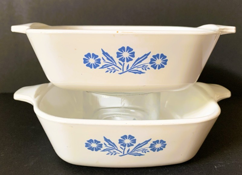CORNING casserole P-41 Blue Cornflower 5¼” x 1½” discontinued LOT 2 No lids