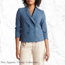 CALVIN KLEIN Women's Double-Breasted Suit Jacket, 6-Button Blazer w/Notch Collar