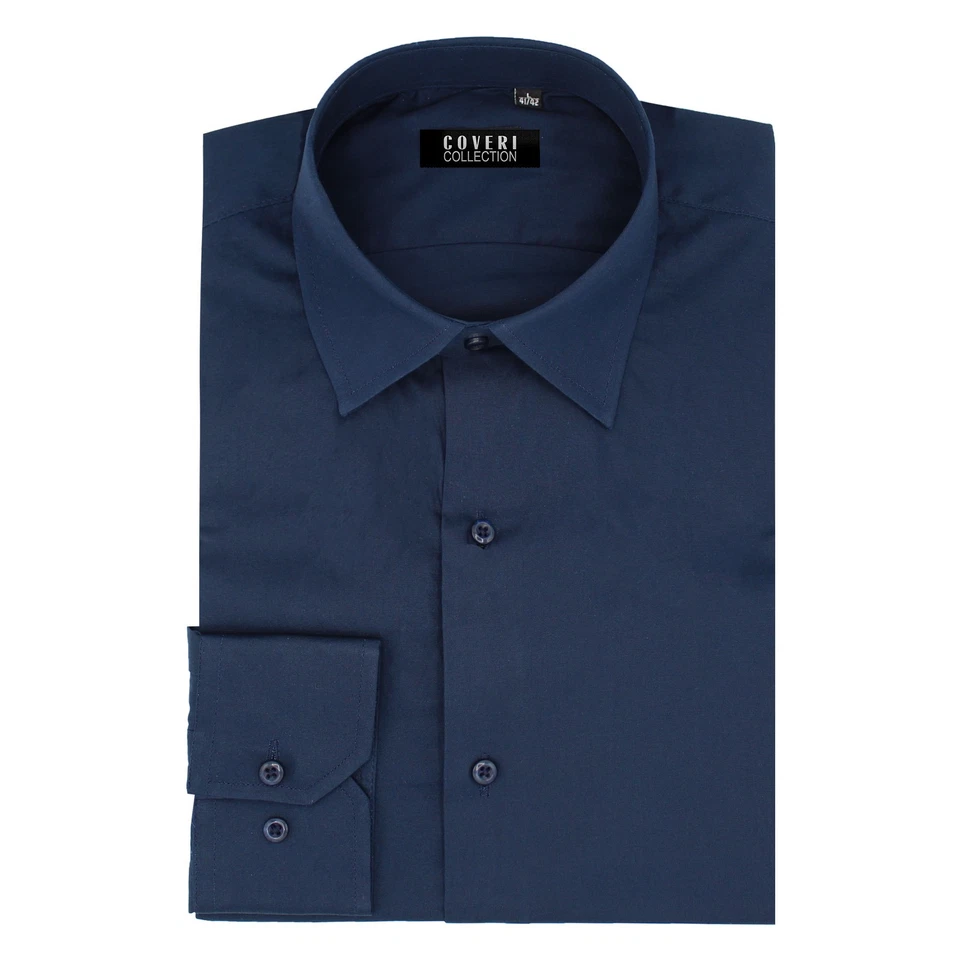 Camicia uomo regular 100% cotone tinta unita collo italiano COVERI COLLECTION - Immagine 4 di 4