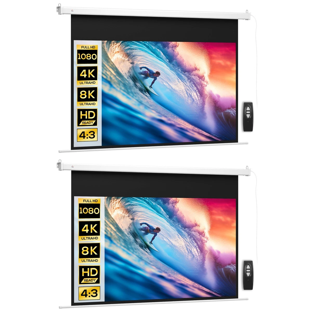 Schermo Per Proiettore Ecran Projection Motorisé SlenderLine Écran De Moteur 160 X 160 Cm | 1,2 Gain | Format 1:1 | 3D | Full HD 4K 8K Ultra HD | Écran De