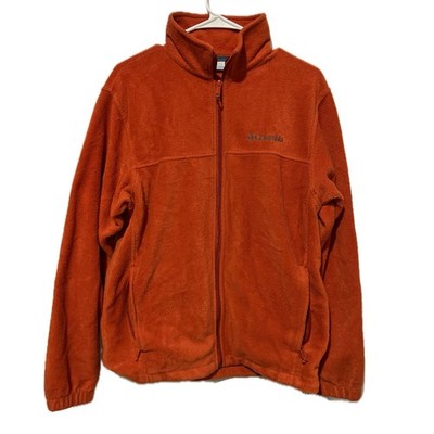 Columbia Fleece Jacket Mens Medium Orange Rust Full Zip Outdoor Hunting Hiking