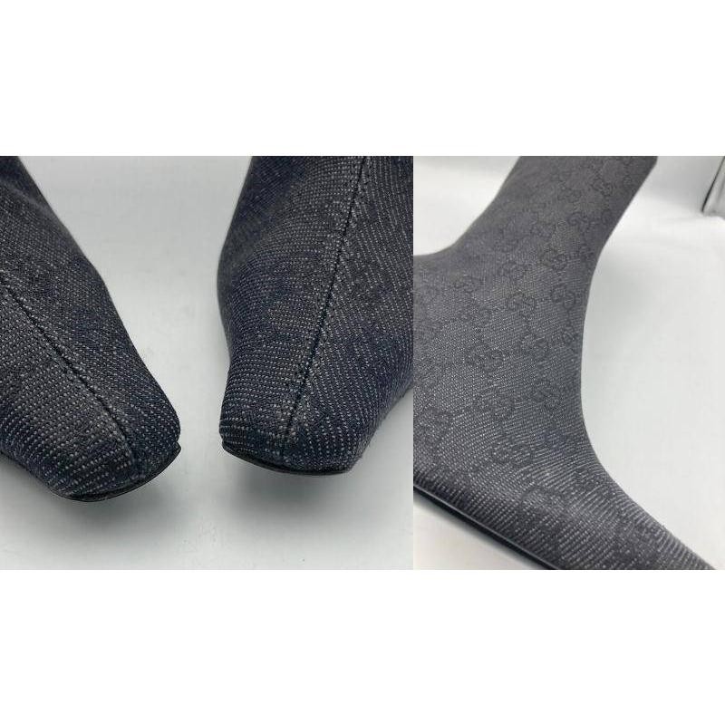 GUCCI Women's Short Side Zip Canvas/Leather Boots Size:38.5/JP:25.5 141172K Auth thumbnail 5