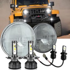 2Pcs 7 Inch Round Headlight Housing with H4 Hi Lo H3 Fog LED Bulbs Classic Look