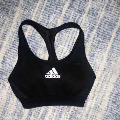 adidas Women's Black Racerback Sports Bra S/A Medium Support Wireless Logo