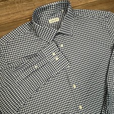 Collars & Co Mens Size XL Apex Performance Dress Shirt Navy Sky Gingham Stretch