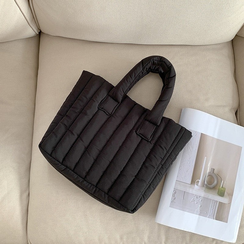 Ladies Winter Quilted Padded Handbag Puffer Down Tote Bag Elegant Small