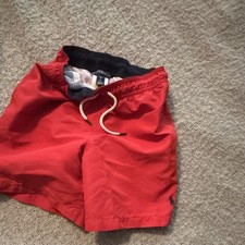Polo Ralph Lauren Boys Solid Red Swim Shorts Drawstring Elastic Waist S 8 
