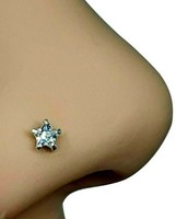 Stern Nasenstecker Cz Kristall 3,5 Mm Stern 22 G (0,6 Mm) 925 Sterling Silber...
