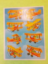 vintage 80s Hallmark cartoon airplanes sticker sheet damaged