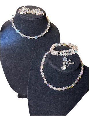 Vintage Laguna Style AB Crystal Jewelry Lot 1950s Necklace Bracelet Earrings
