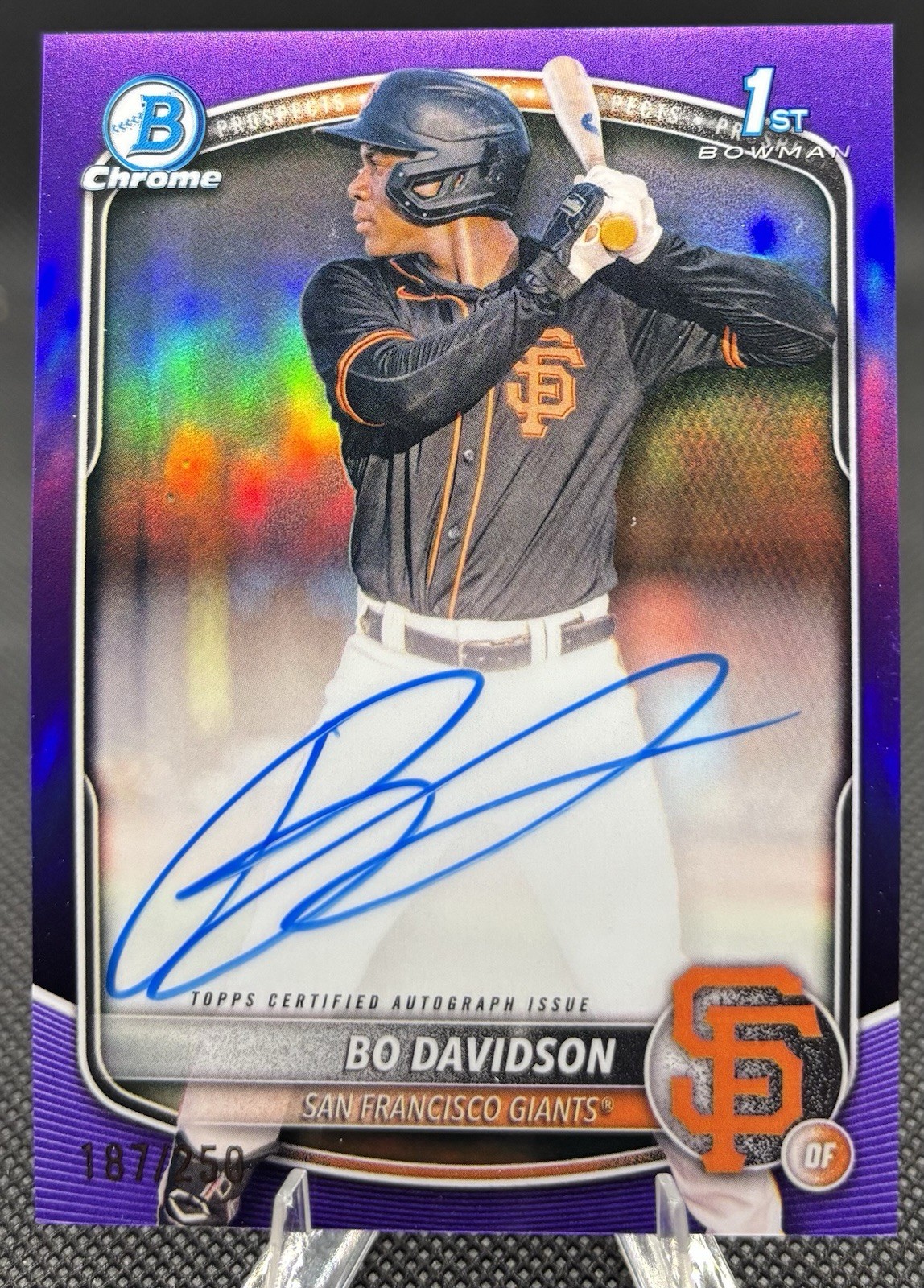 Bo Davidson 2025 Bowman Chrome 1st Purple Refractor Auto /250 SF Giants