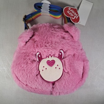 Care Bear Plush Crossbody Bag Purse New With Tag Pink Rainbow Strap Cheer Bear