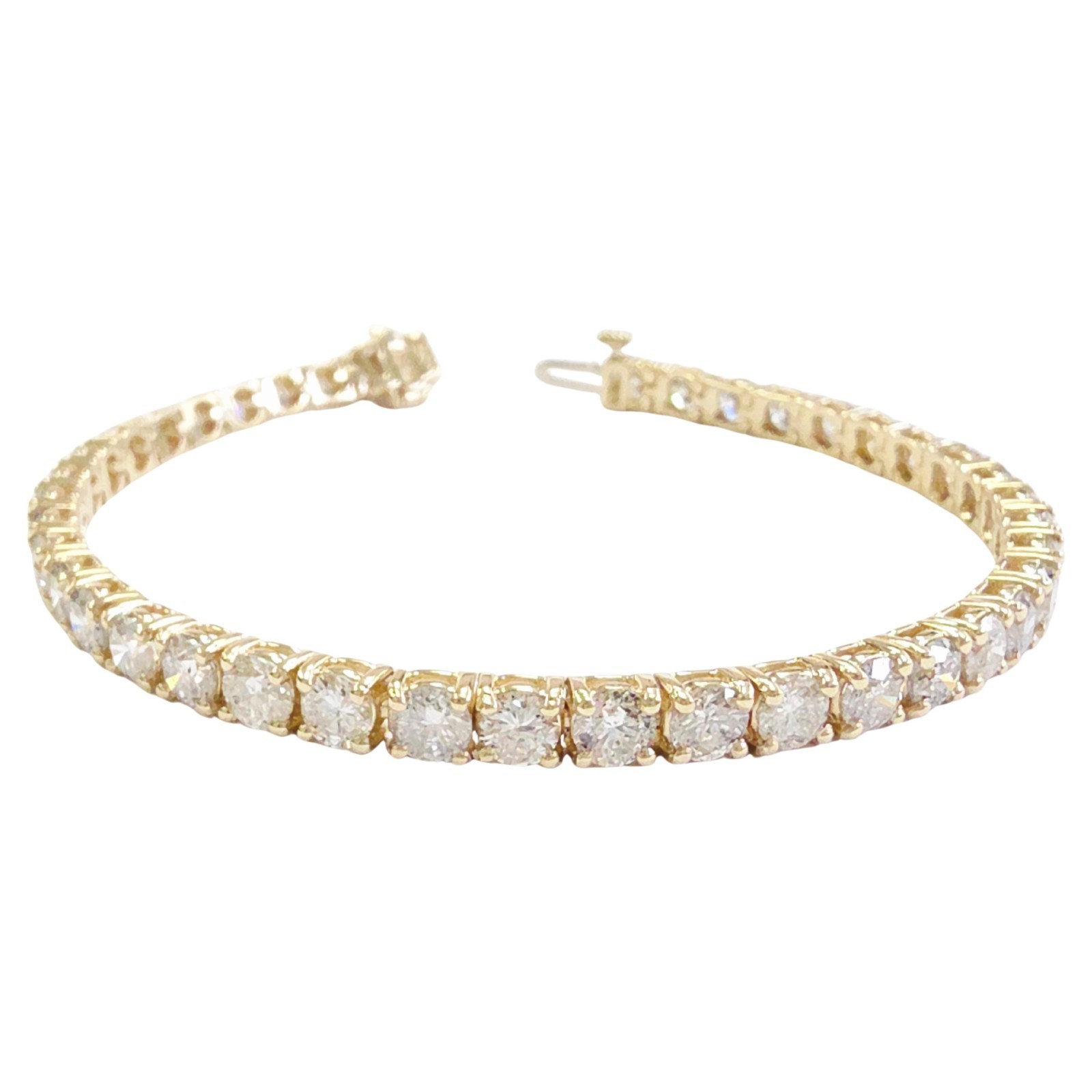 9.33 Carat Natural Diamond Tennis Bracelet 14K Yellow Gold