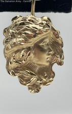 14K Yellow Gold Fine Jewelry Polished Art Nouveau Charm Pendant 6.57g