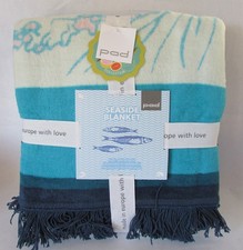 Pad Concept Seaside Under The Sea Blue Green Throw Blanket 60" X 78" Reversible