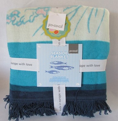 Pad Concept Seaside Under The Sea Blue Green Throw Blanket 60'' X 78'' Reversible