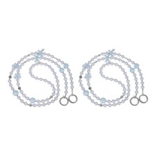 2Pcs Phone Chain Crossbody Lanyard Pearl Beaded Bow Universal Phone Strap Blue
