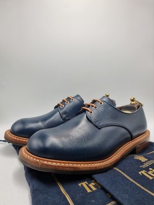 SELTEN NEU IM KARTON Tricker's X Old Curiosity Shop Derby Schuhe dunkelblau Leder UK 7,5