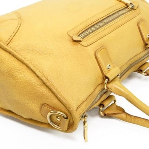 Authentic Prada 2-Way Shoulder Bag for Women, Yellow, Logo, Genuine Leather AUTH thumbnail 5