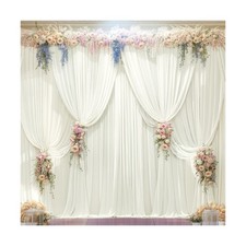 50ft x 10ft Wrinkle Free Ivory Wedding Backdrop Curtains for Party Bridal Sho...