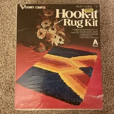 Vintage Vogart Crafts Hook-it Rug Kit Style #4302 “Y” NOS Blue yellow orange red