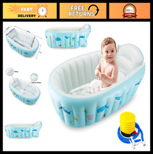 Portable Inflatable Baby Bathtub - Foldable Toddler Bath Tub with Air Pump, Non-