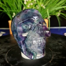 4.29LB Natural Crystal Fluorite-carved skull head reiki healing