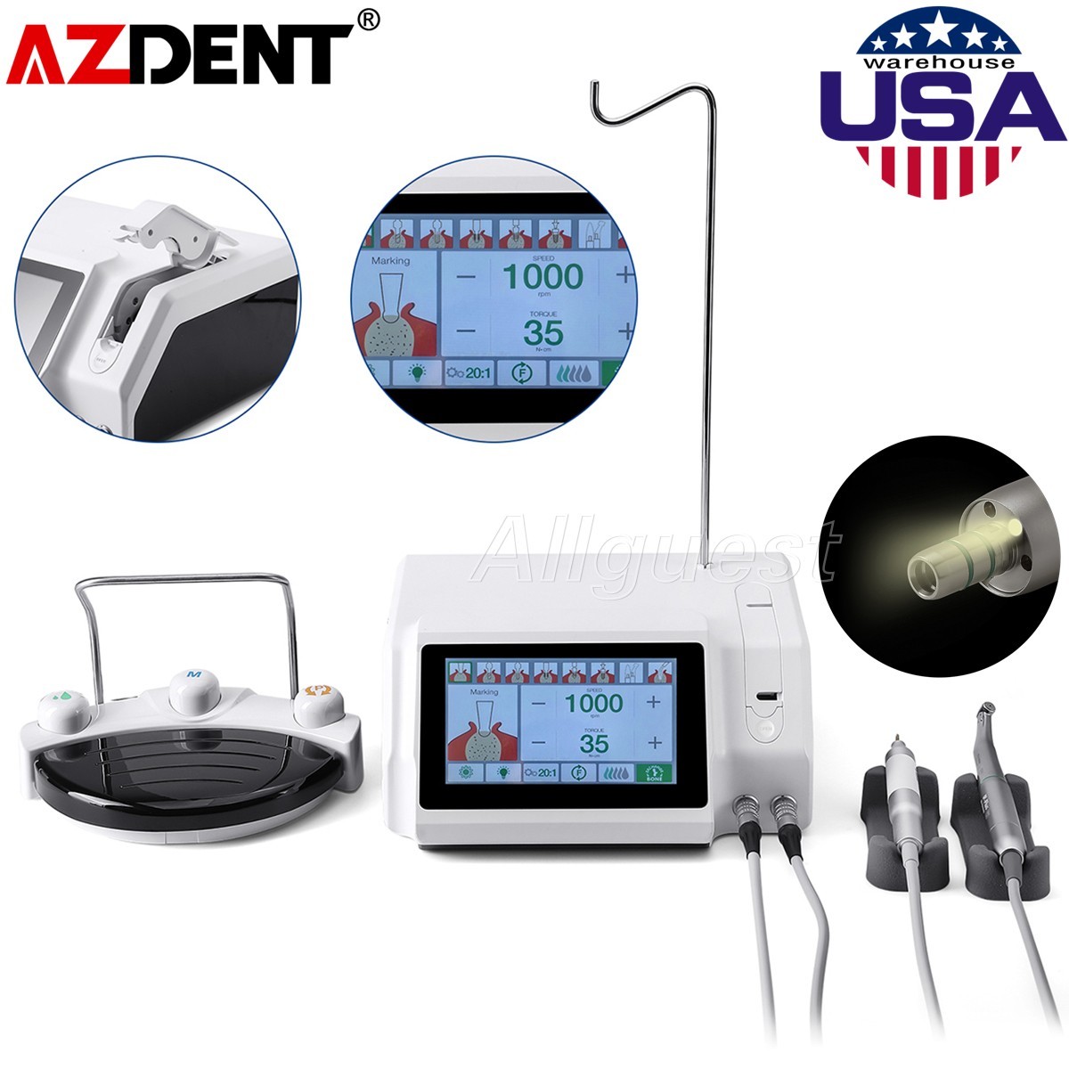 AZDENT Dental Piezo Bone Surgery & Implant Motor 2 IN 1 Bone Cutter Device